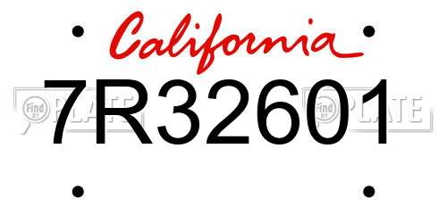 7R32601 California License Plate