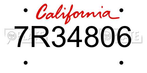 7R34806 California License Plate