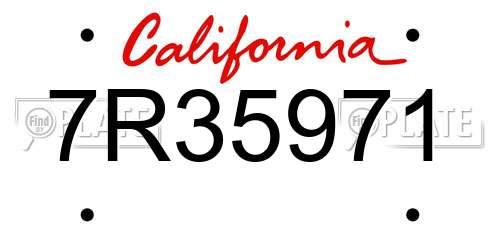 7R35971 California License Plate