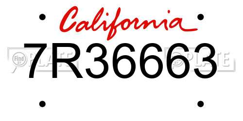 7R36663 California License Plate