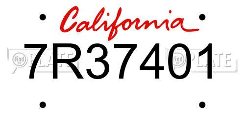 7R37401 California License Plate