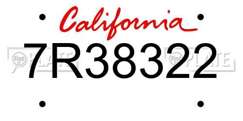 7R38322 California License Plate