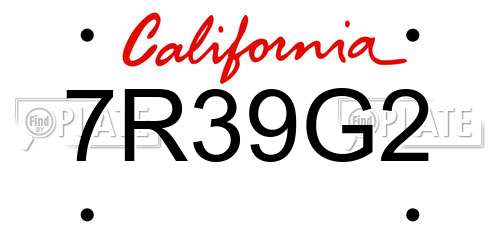 7R39G2 California License Plate