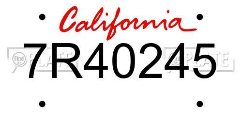 7R40245 California License Plate