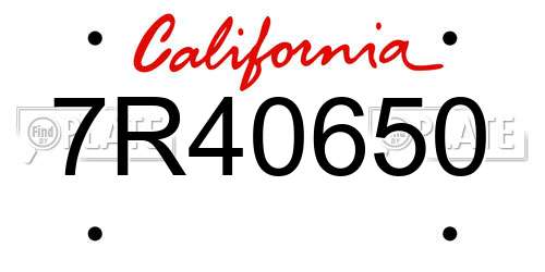7R40650 California License Plate
