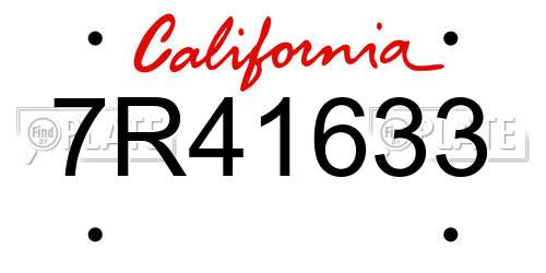 7R41633 California License Plate