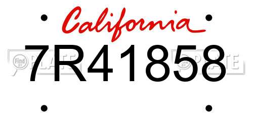 7R41858 California License Plate