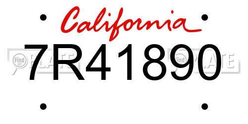 7R41890 California License Plate