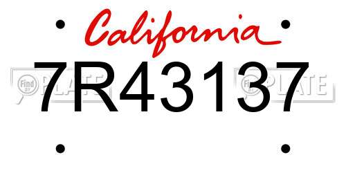 7R43137 California License Plate