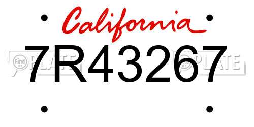 7R43267 California License Plate