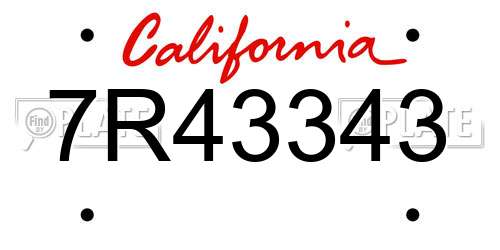 7R43343 California License Plate