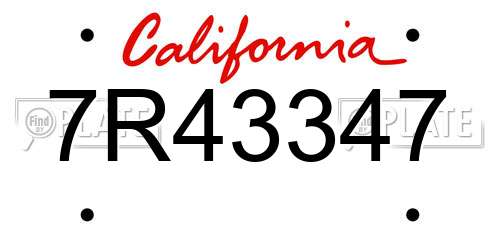 7R43347 California License Plate