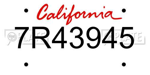 7R43945 California License Plate