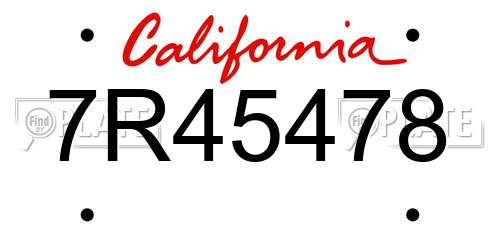 7R45478 California License Plate
