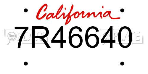 7R46640 California License Plate
