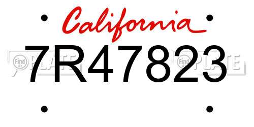 7R47823 California License Plate