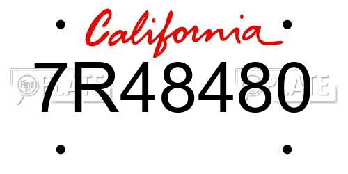7R48480 California License Plate