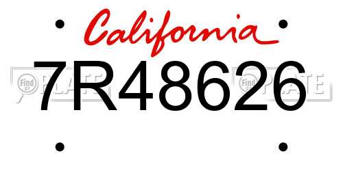 7R48626 California License Plate