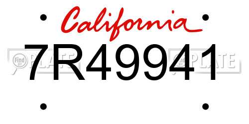 7R49941 California License Plate