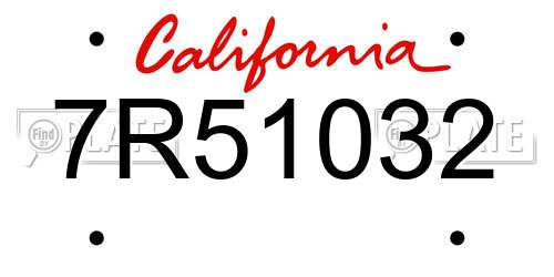 7R51032 California License Plate
