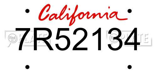 7R52134 California License Plate