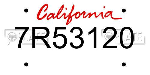 7R53120 California License Plate