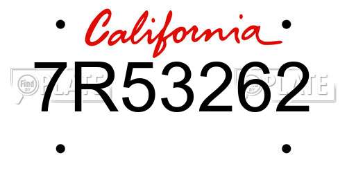 7R53262 California License Plate