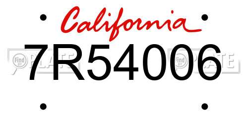7R54006 California License Plate