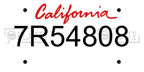 7R54808 California License Plate