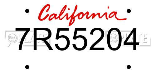 7R55204 California License Plate