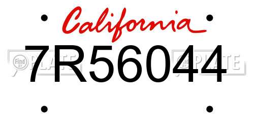 7R56044 California License Plate