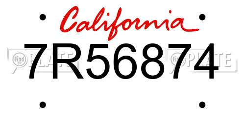 7R56874 California License Plate