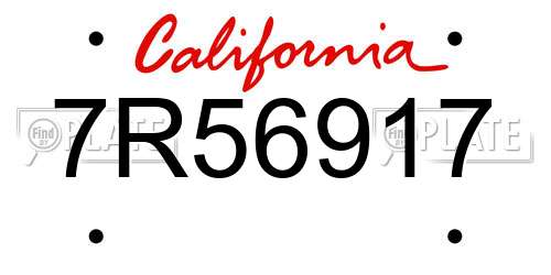 7R56917 California License Plate