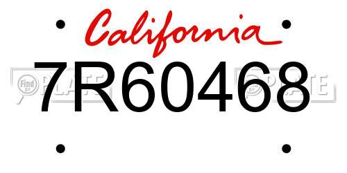 7R60468 California License Plate
