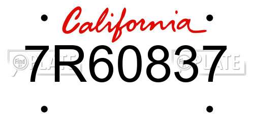 7R60837 California License Plate