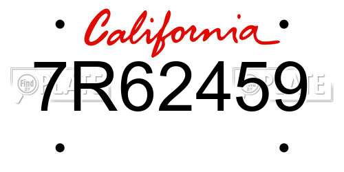 7R62459 California License Plate