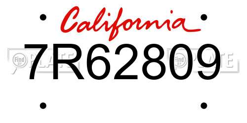 7R62809 California License Plate