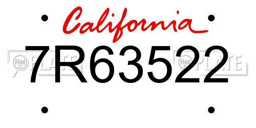 7R63522 California License Plate