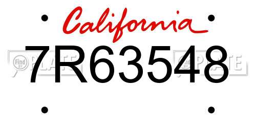 7R63548 California License Plate