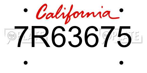 7R63675 California License Plate