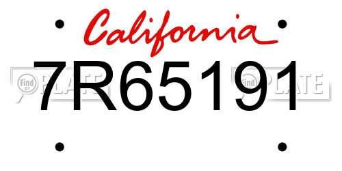 7R65191 California License Plate