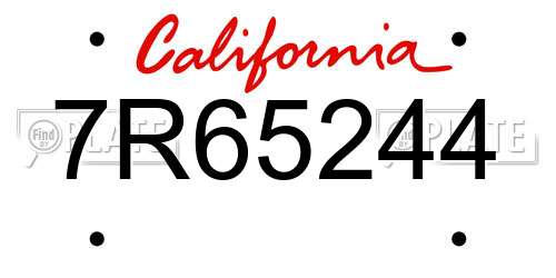7R65244 California License Plate
