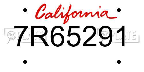 7R65291 California License Plate