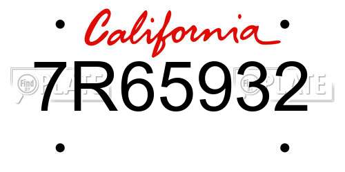 7R65932 California License Plate