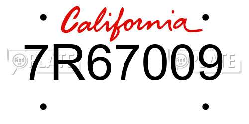7R67009 California License Plate