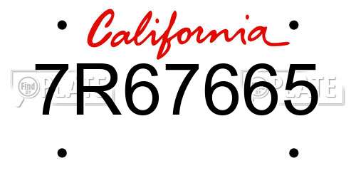 7R67665 California License Plate