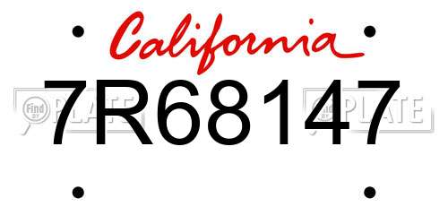 7R68147 California License Plate