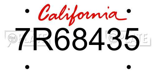 7R68435 California License Plate