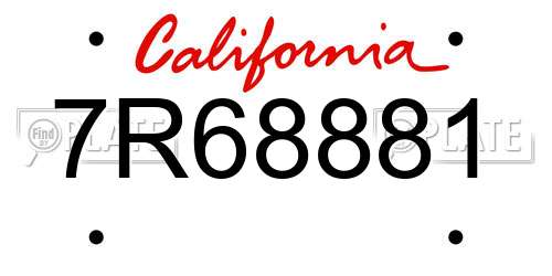 7R68881 California License Plate