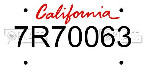 7R70063 California License Plate